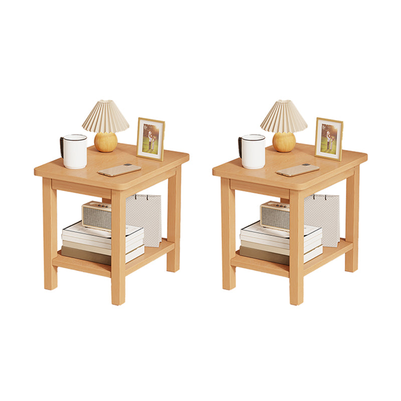 Modernistic Side Table Double Tier Wood Accent Side Table with Shelf