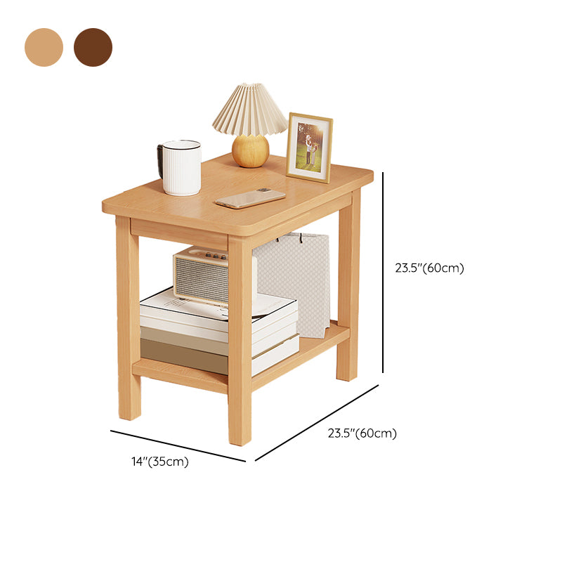 Modernistic Side Table Double Tier Wood Accent Side Table with Shelf