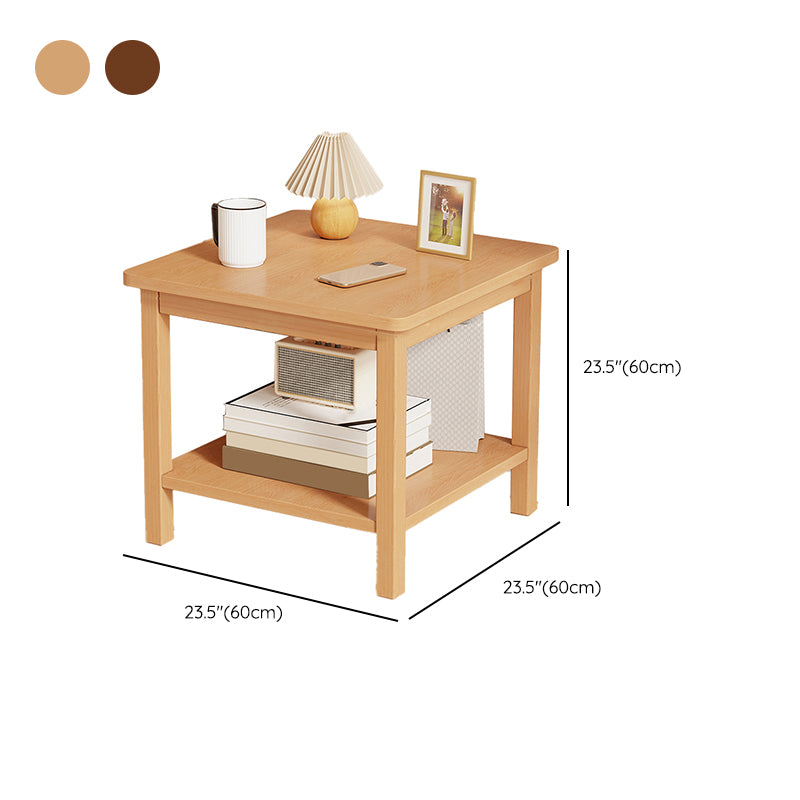 Modernistic Side Table Double Tier Wood Accent Side Table with Shelf