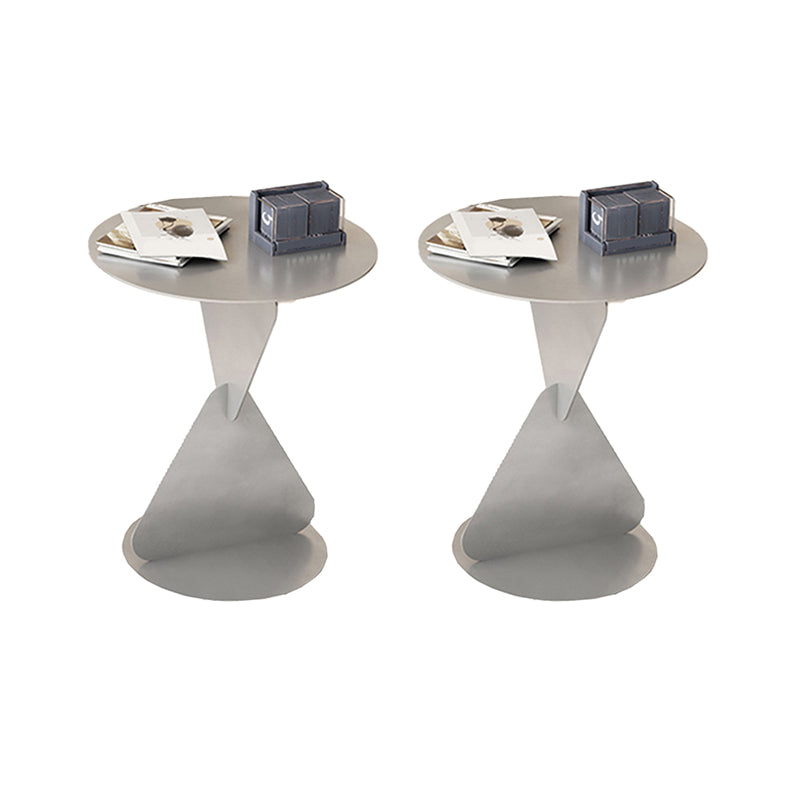 Modernistic Round Top Side Table Metal Pedestal End Table for Living Room
