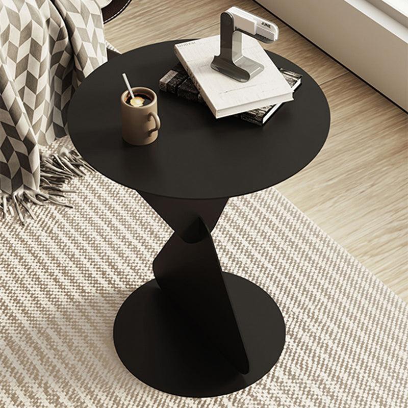 Modernistic Round Top Side Table Metal Pedestal End Table for Living Room