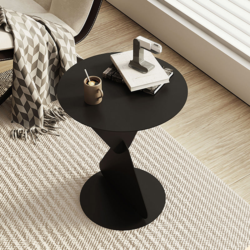 Modernistic Round Top Side Table Metal Pedestal End Table for Living Room