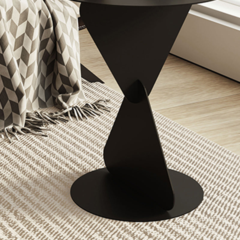 Modernistic Round Top Side Table Metal Pedestal End Table for Living Room