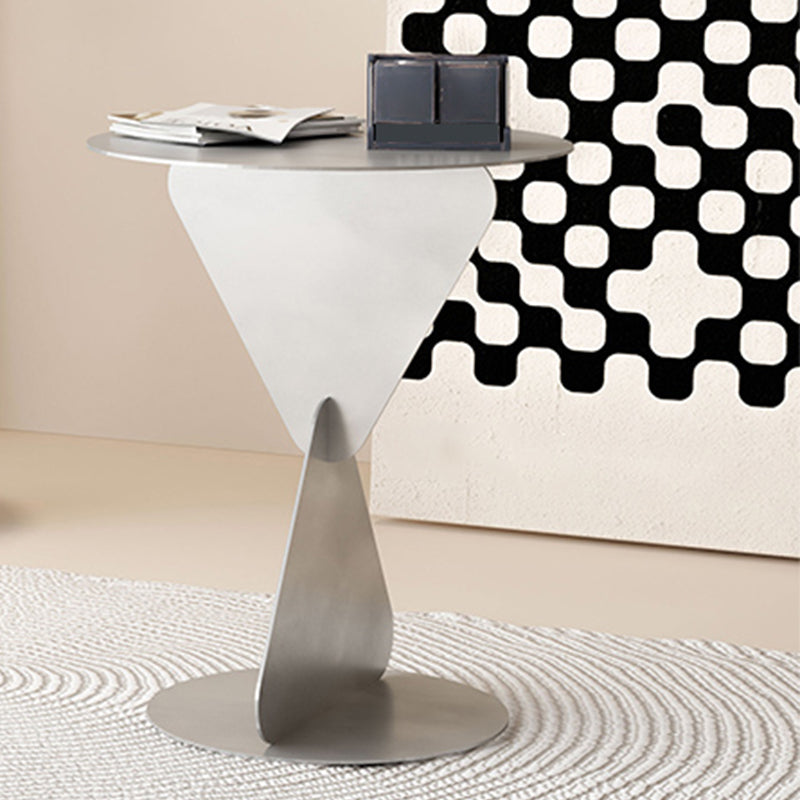 Modernistic Round Top Side Table Metal Pedestal End Table for Living Room