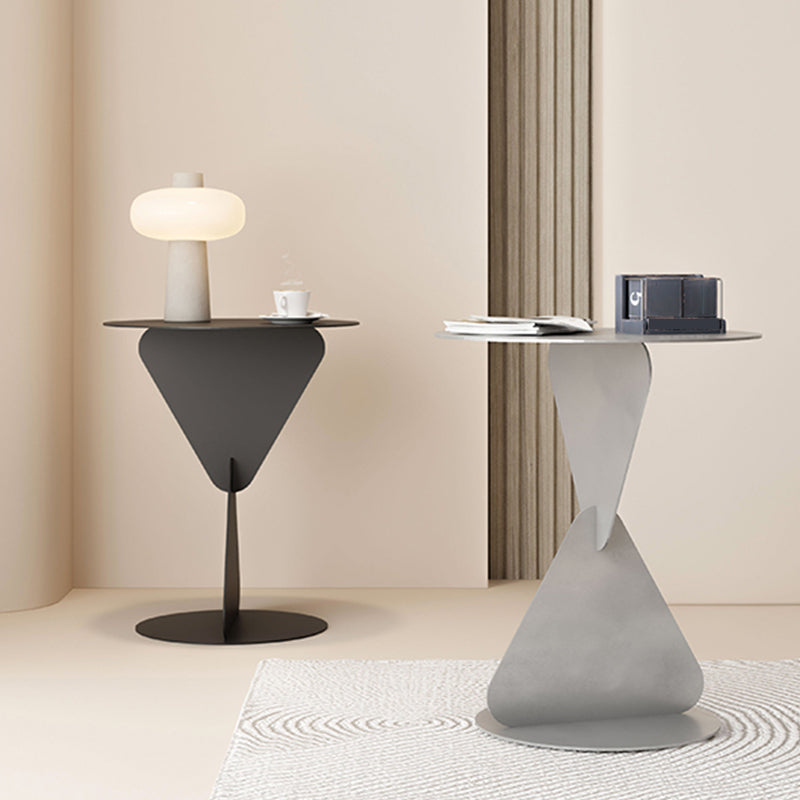 Modernistic Round Top Side Table Metal Pedestal End Table for Living Room
