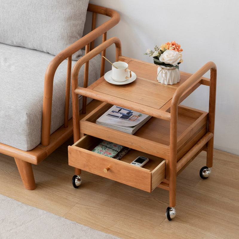 Modernistic Corner Table with Storage Rectangular Double Tier Living Room End Table