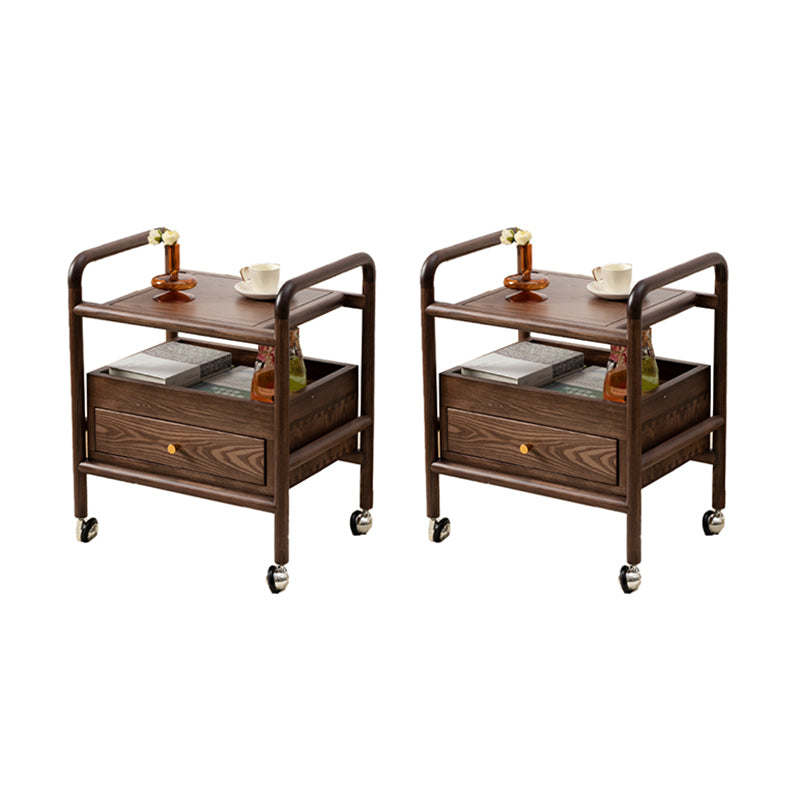 Modernistic Corner Table with Storage Rectangular Double Tier Living Room End Table