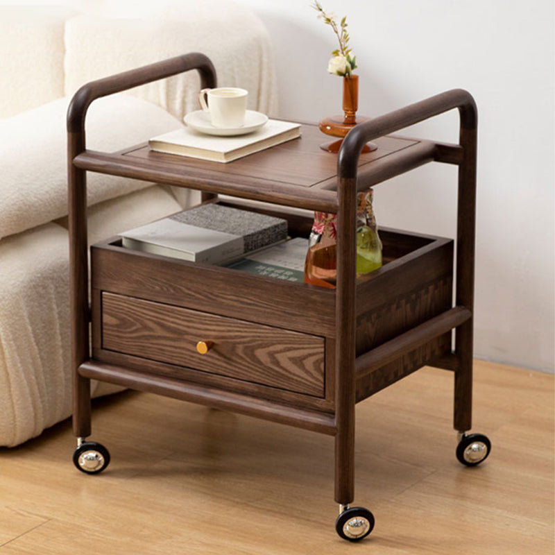 Modernistic Corner Table with Storage Rectangular Double Tier Living Room End Table