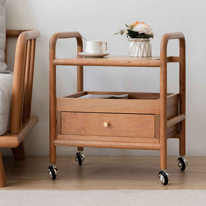 Modernistic Corner Table with Storage Rectangular Double Tier Living Room End Table