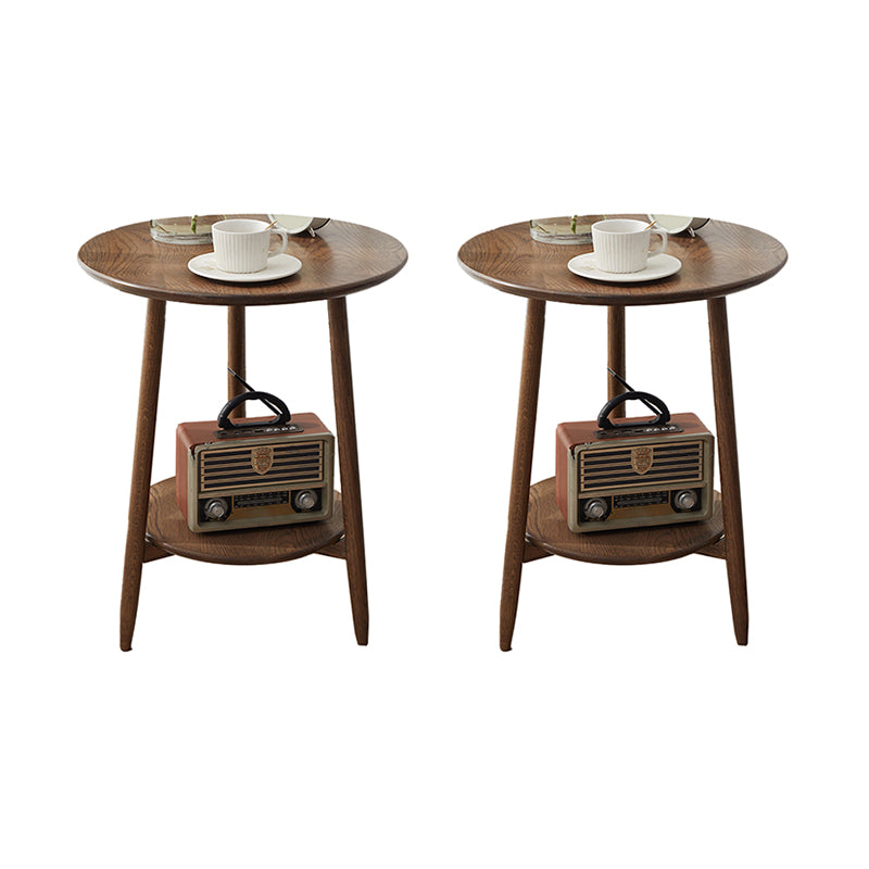 Modernistic Corner Table with Storage Round Double Tier Living Room End Table
