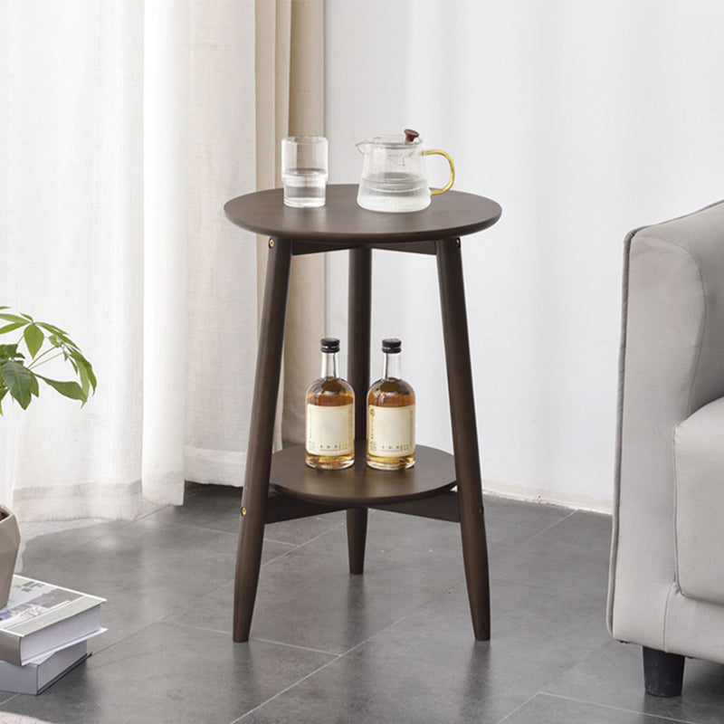 Modernistic Corner Table with Storage Round Double Tier Living Room End Table