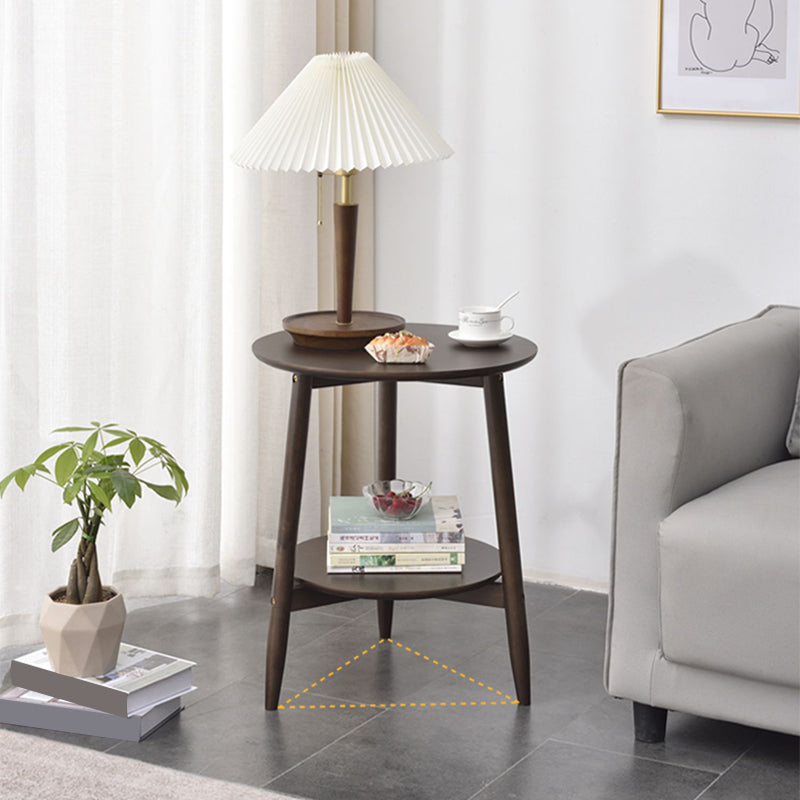 Modernistic Corner Table with Storage Round Double Tier Living Room End Table