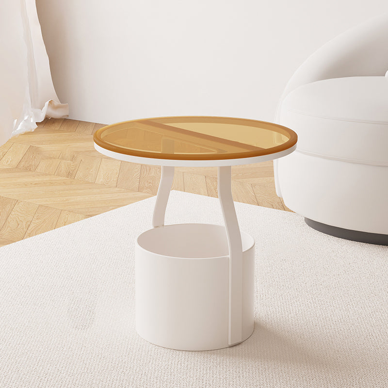 Modern 19.68-inch Tall Metal Abstract Side Table Round Top End Table with Storage