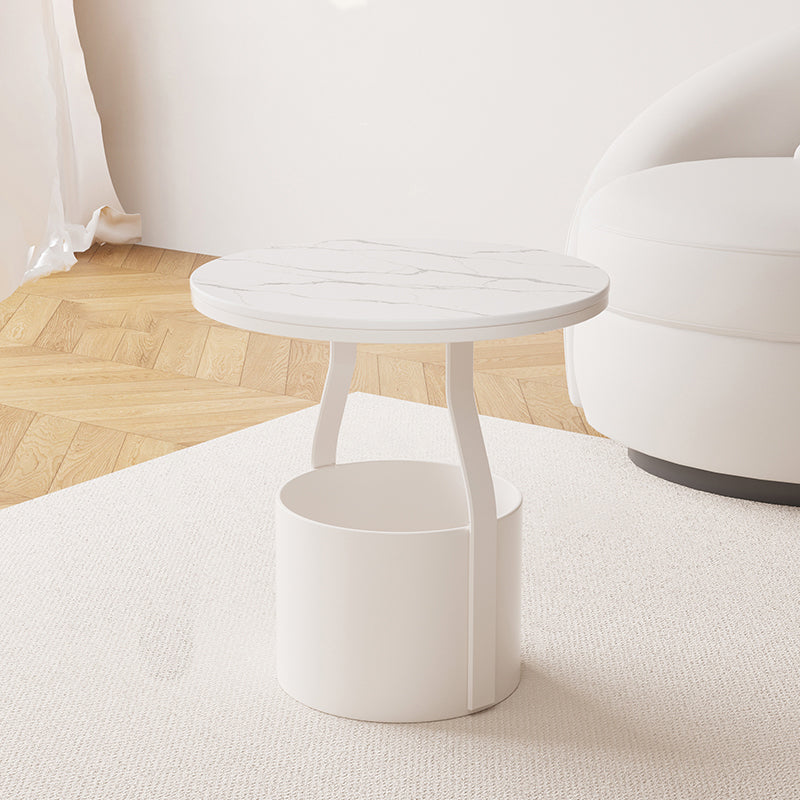 Modern 19.68-inch Tall Metal Abstract Side Table Round Top End Table with Storage