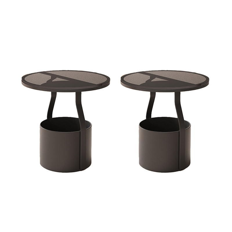 Modern 19.68-inch Tall Metal Abstract Side Table Round Top End Table with Storage