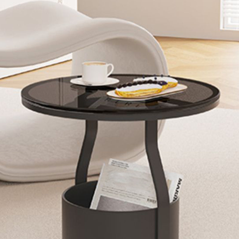 Modern 19.68-inch Tall Metal Abstract Side Table Round Top End Table with Storage