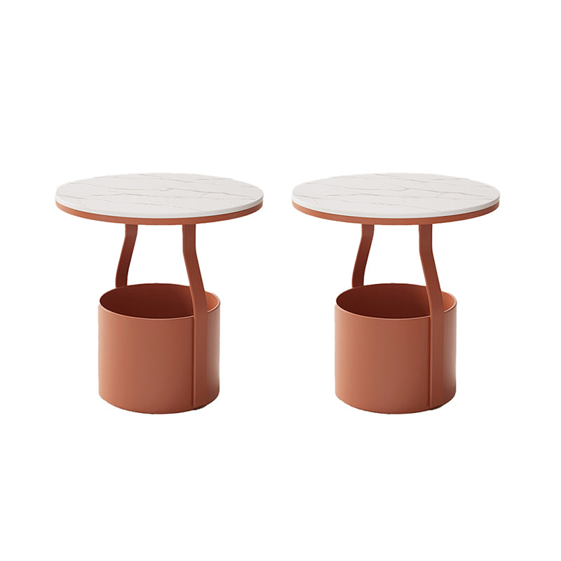 Modern 19.68-inch Tall Metal Abstract Side Table Round Top End Table with Storage