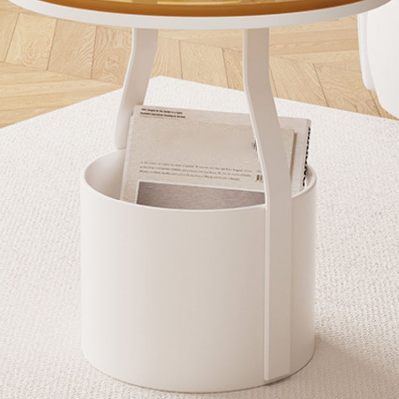 Modern 19.68-inch Tall Metal Abstract Side Table Round Top End Table with Storage