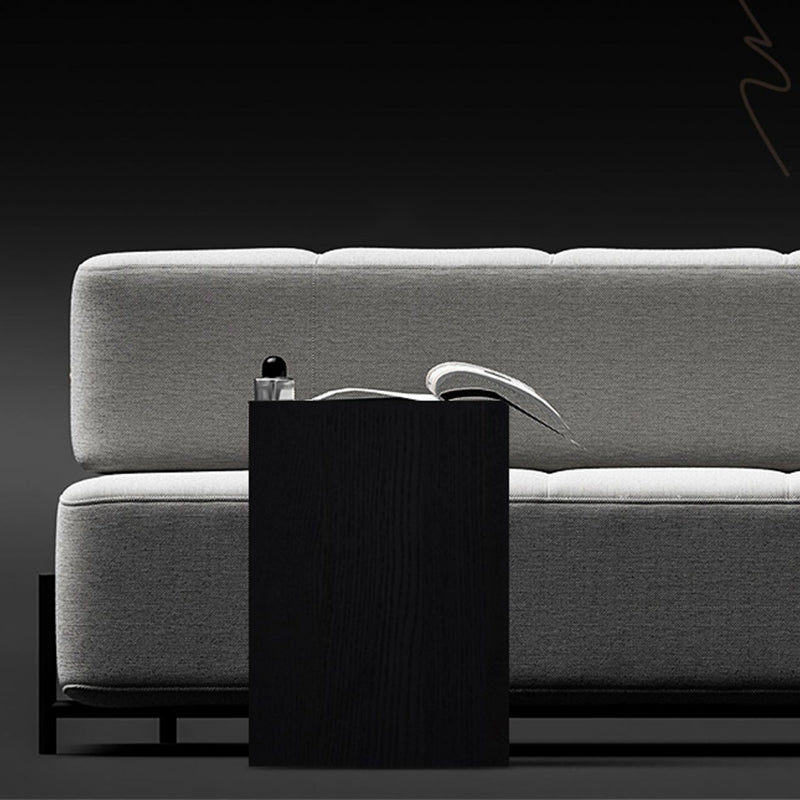 Contemporary Wood End Table Rectangular C-shape Sofa Side Accent Table