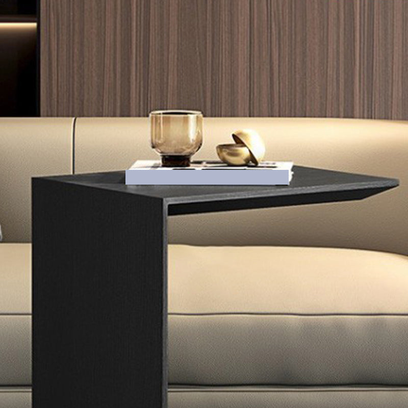 Contemporary Wood End Table Rectangular C-shape Sofa Side Accent Table