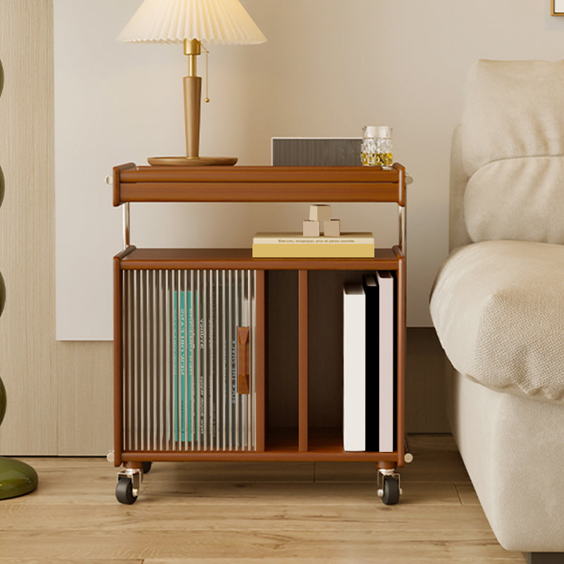 Mid Century Modern Side Table Double Tier Wood Accent Side Table with Shelf