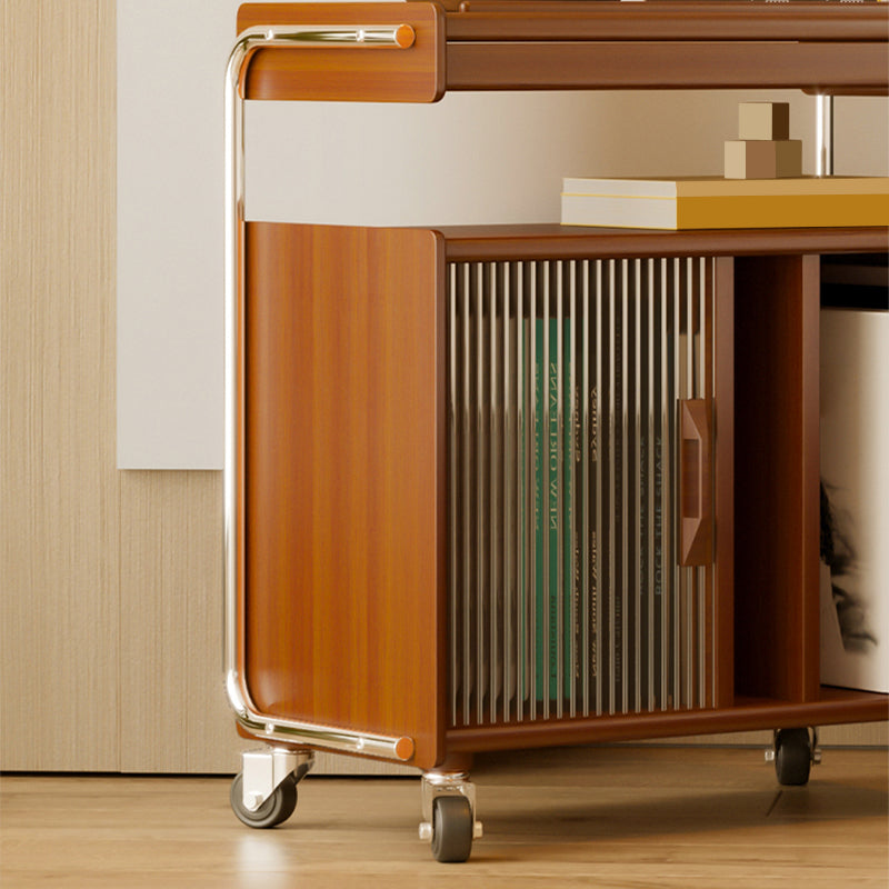 Mid Century Modern Side Table Double Tier Wood Accent Side Table with Shelf