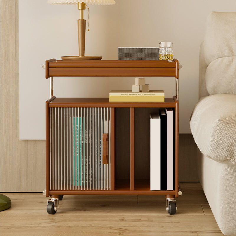 Mid Century Modern Side Table Double Tier Wood Accent Side Table with Shelf