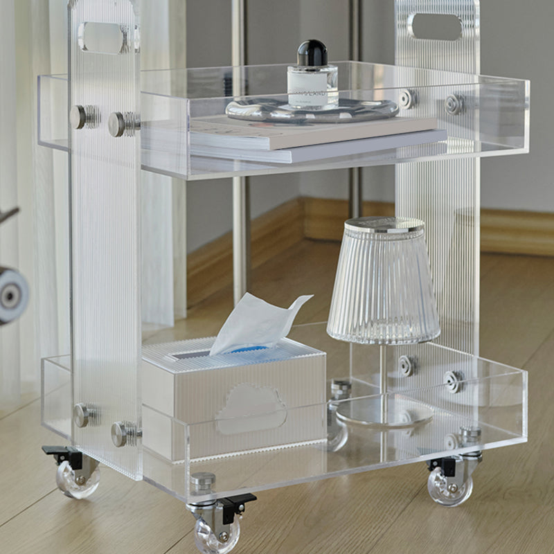 Modern Plastic Rectangular End Table Double Tier Corner Table with Storage