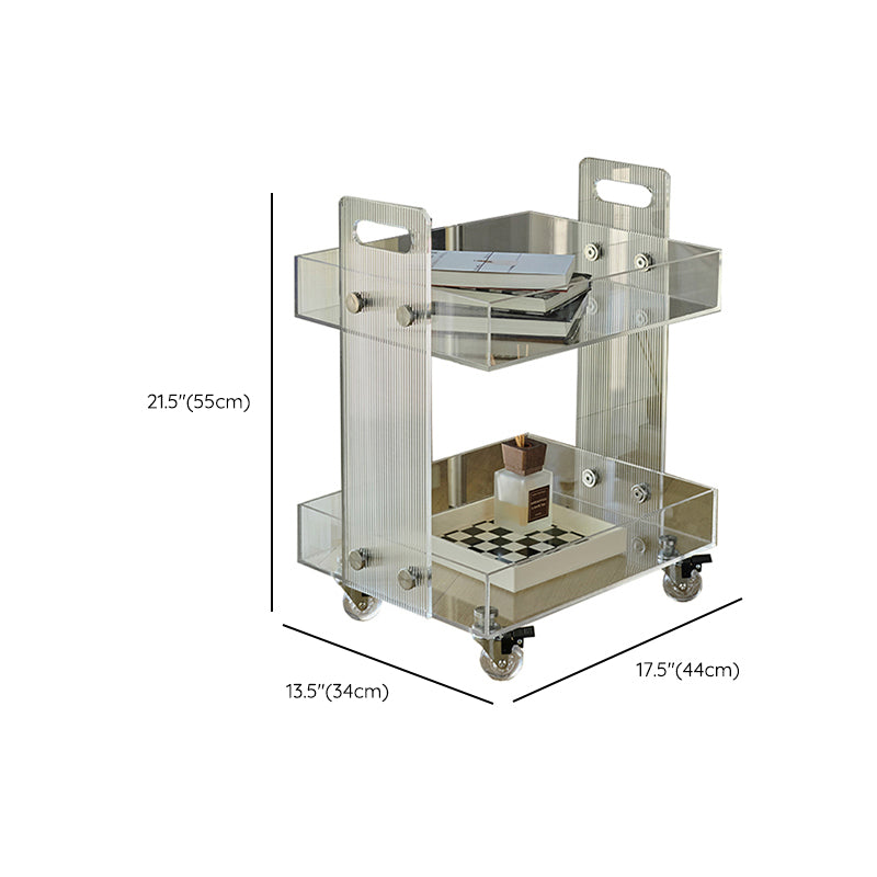 Modern Plastic Rectangular End Table Double Tier Corner Table with Storage
