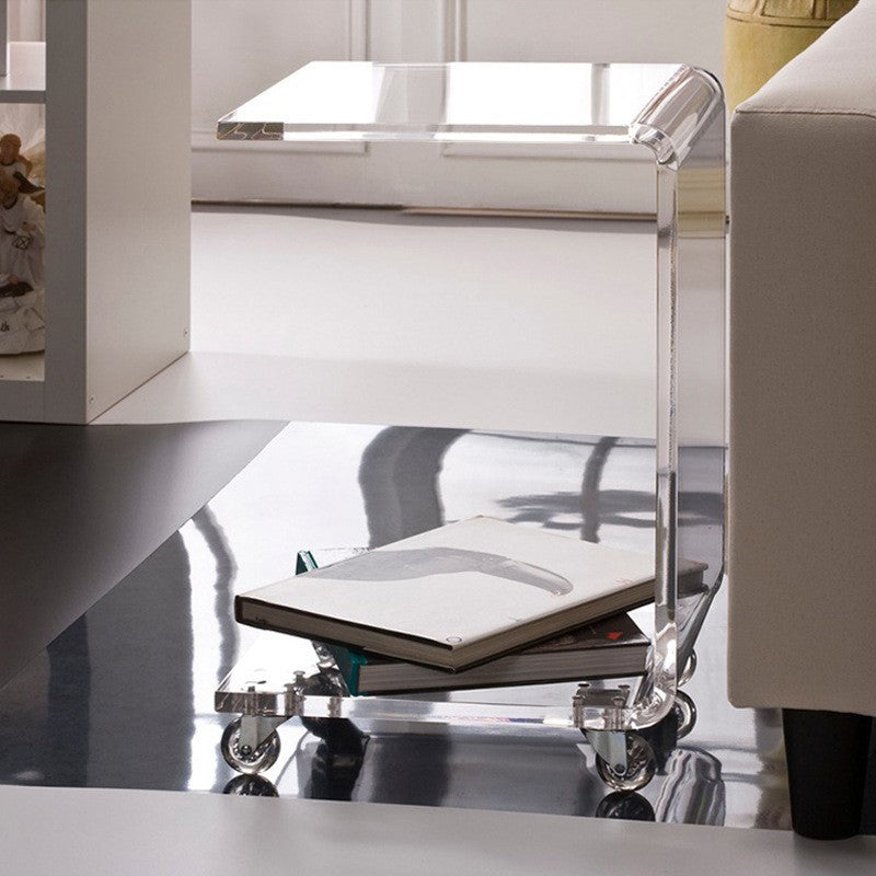 Modernistic Plastic Abstract End Table Rectangular Corner Table for Living Room