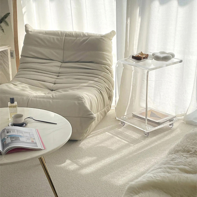 Modernistic Plastic Abstract End Table Rectangular Corner Table for Living Room