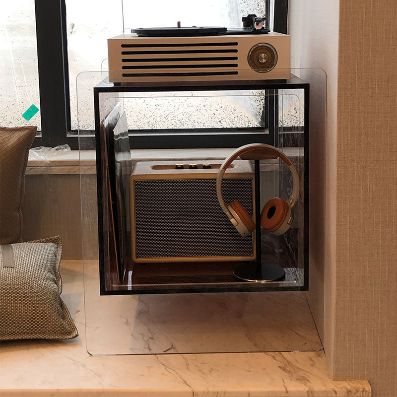 Modernistic Plastic Rectangular End Table Double Tier Corner Table with Storage