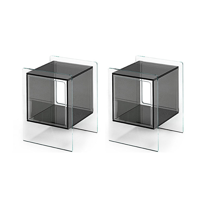 Modernistic Plastic Rectangular End Table Double Tier Corner Table with Storage