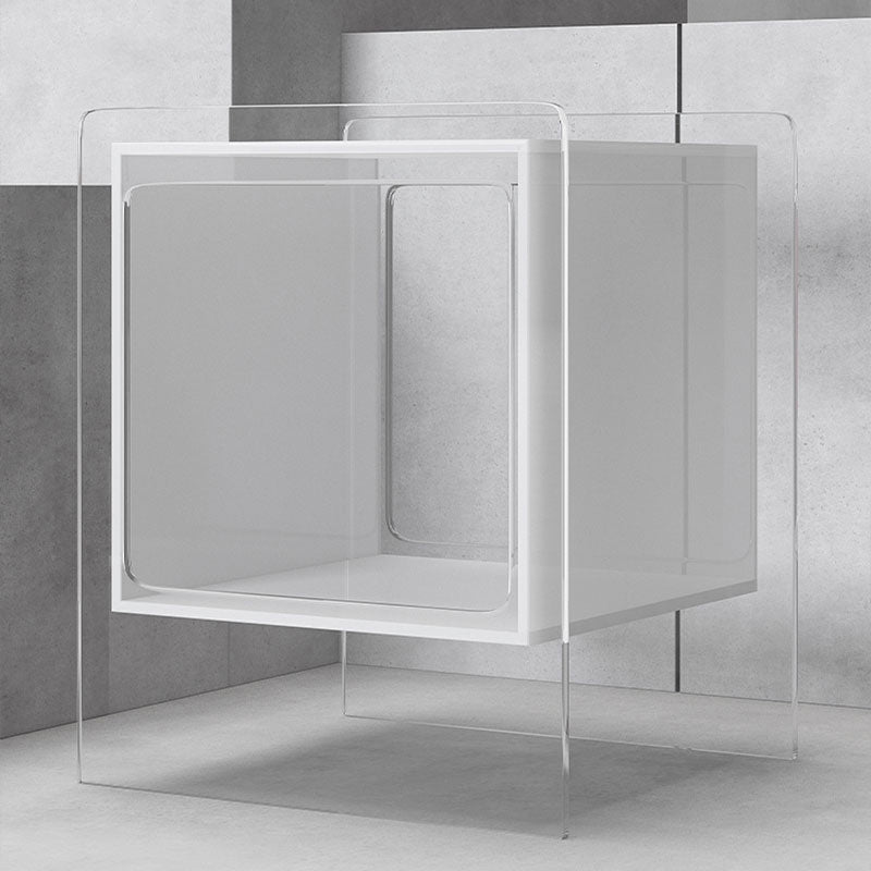 Modernistic Plastic Rectangular End Table Double Tier Corner Table with Storage