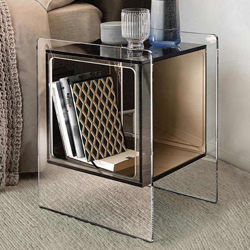 Modernistic Plastic Rectangular End Table Double Tier Corner Table with Storage