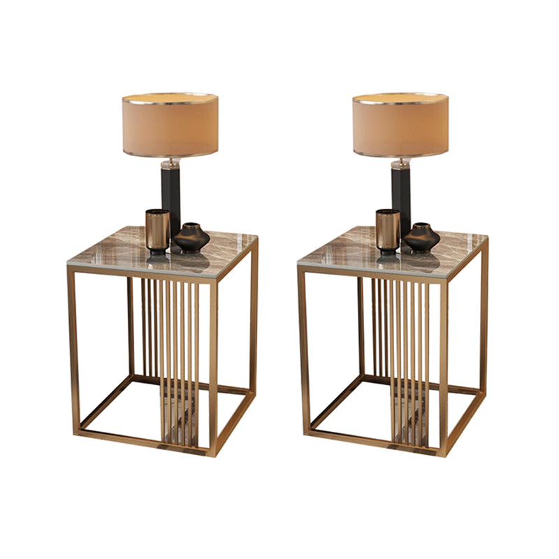Contemporary Glam Marble Top Side Accent Table Metal Frame End Table