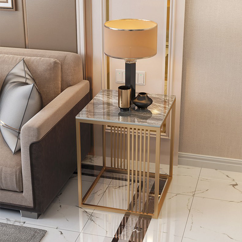 Contemporary Glam Marble Top Side Accent Table Metal Frame End Table