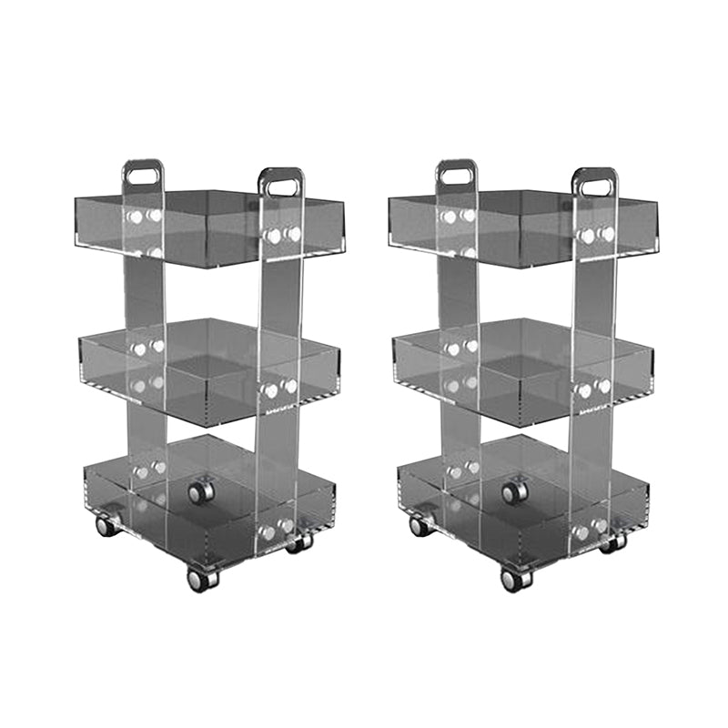 Ultra-Modern Plastic Rectangular End Table Double Tier Corner Table with Storage