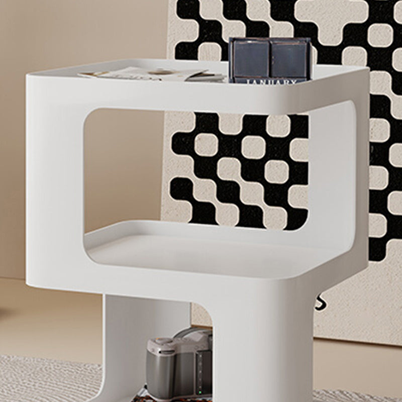 Ultra-Modern Side End Snack Table with Metal Shelves Bedroom Side Table