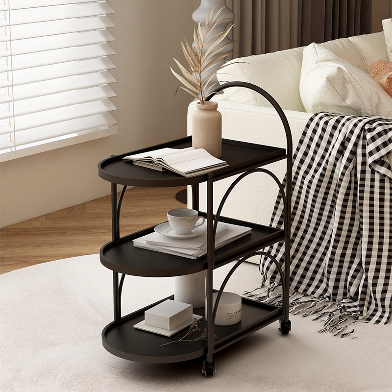 Oval 3-Tier End Table with Casters Modern Side Table with Wheels