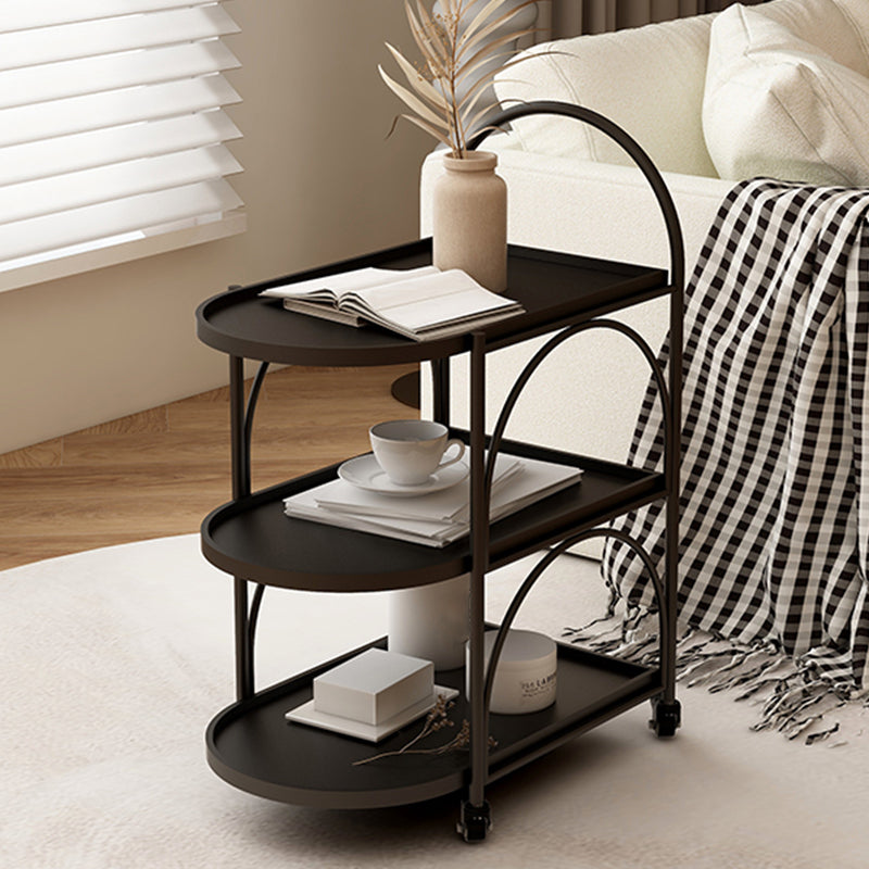 Oval 3-Tier End Table with Casters Modern Side Table with Wheels