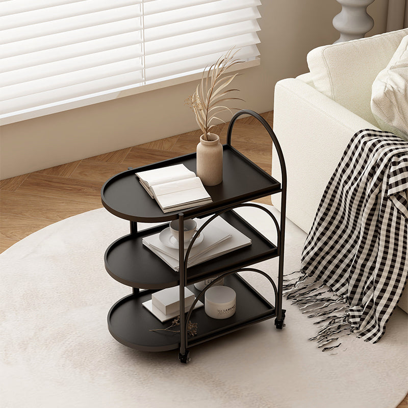 Oval 3-Tier End Table with Casters Modern Side Table with Wheels