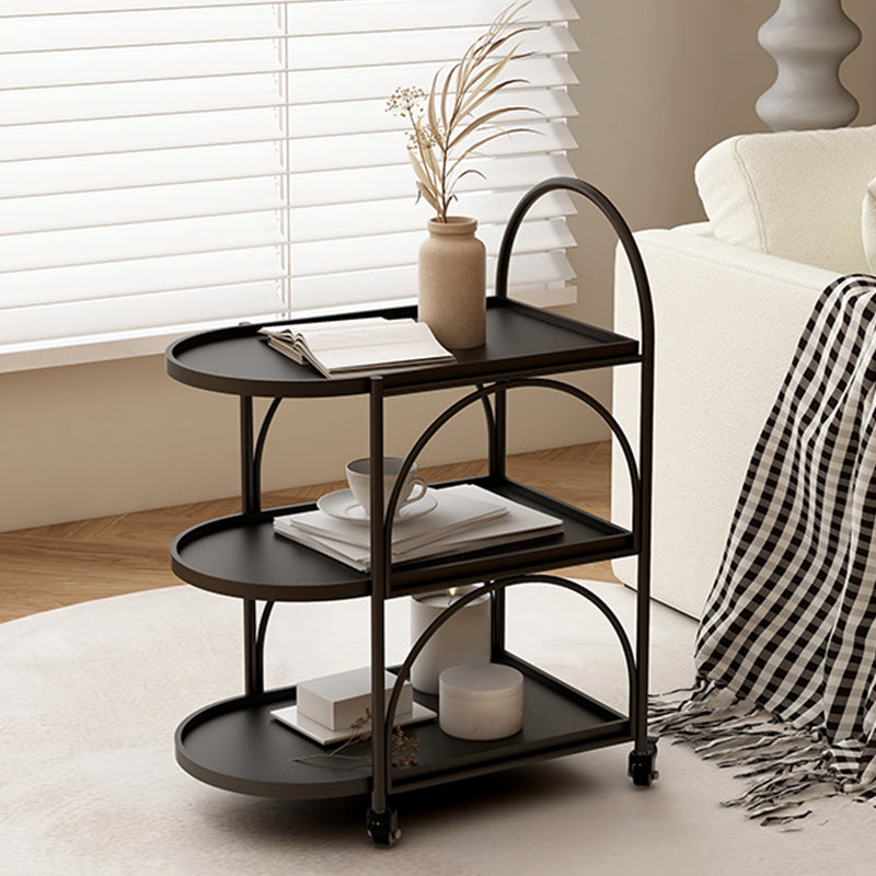 Oval 3-Tier End Table with Casters Modern Side Table with Wheels