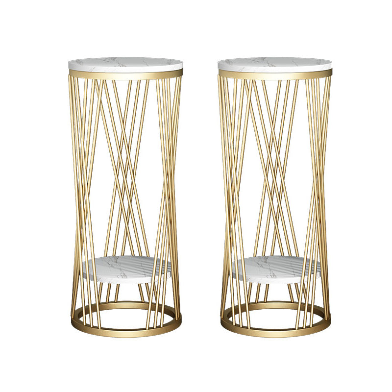 Mid-Century Contemporary Solid Marble Round/Square Frame Living Room Side End Table