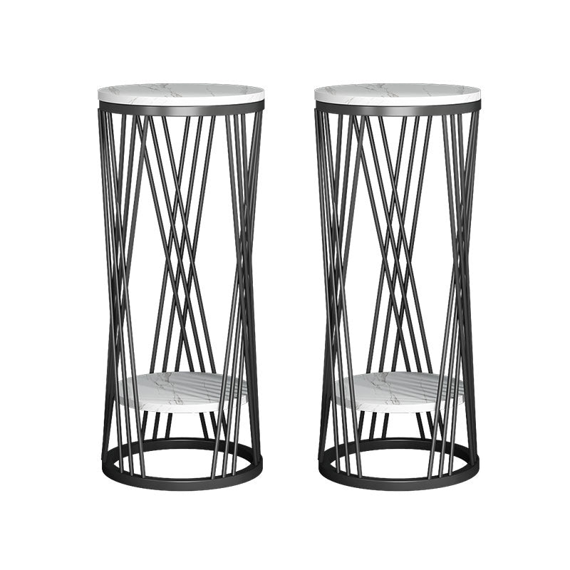 Mid-Century Contemporary Solid Marble Round/Square Frame Living Room Side End Table