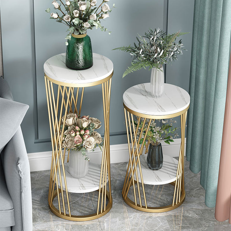 Mid-Century Contemporary Solid Marble Round/Square Frame Living Room Side End Table