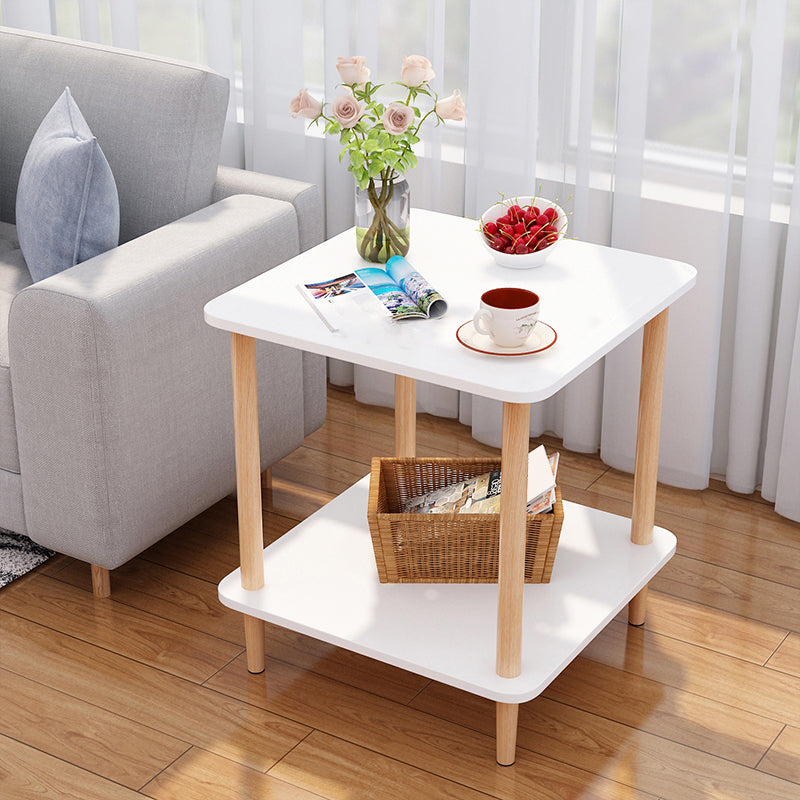 Wood 4 Legs End Table Modern Side End Snack Table for Living Room