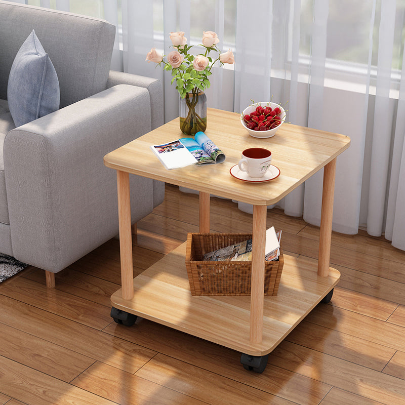 Wood 4 Legs End Table Modern Side End Snack Table for Living Room