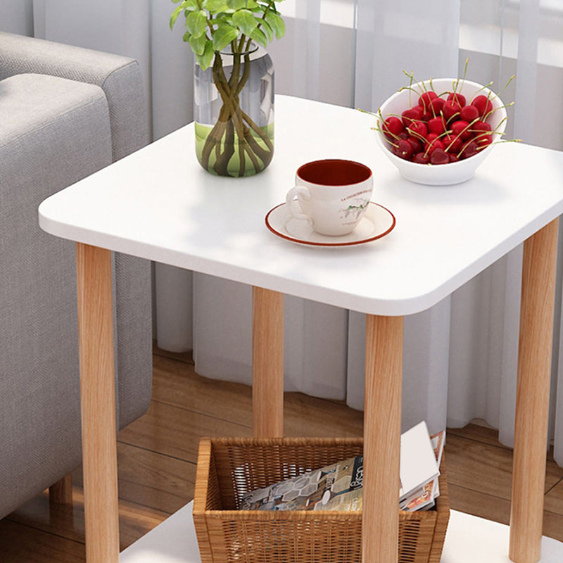 Wood 4 Legs End Table Modern Side End Snack Table for Living Room