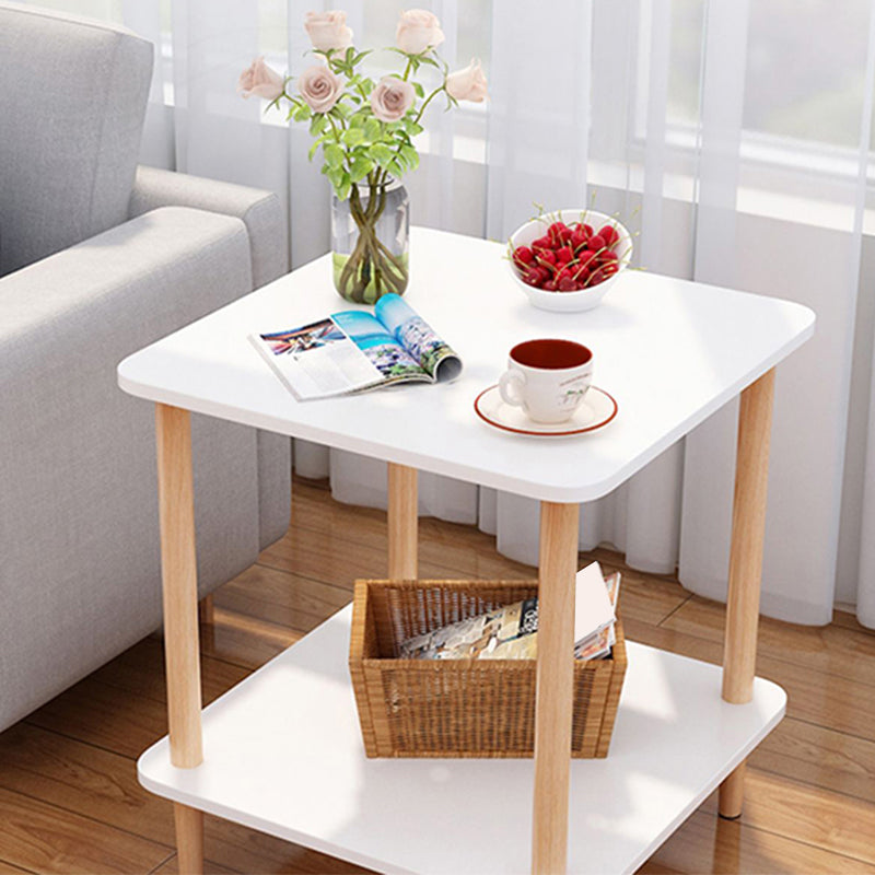 Wood 4 Legs End Table Modern Side End Snack Table for Living Room